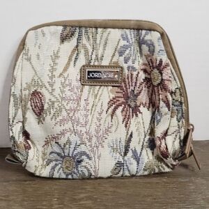 Vintage 80s Jordache Tapestry Floral Travel Makeup Pouch